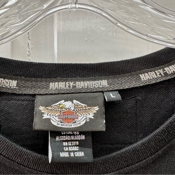 Harley Davidson Motorcycles short sleeve t shirt men's large black orange - Picture 4 of 4